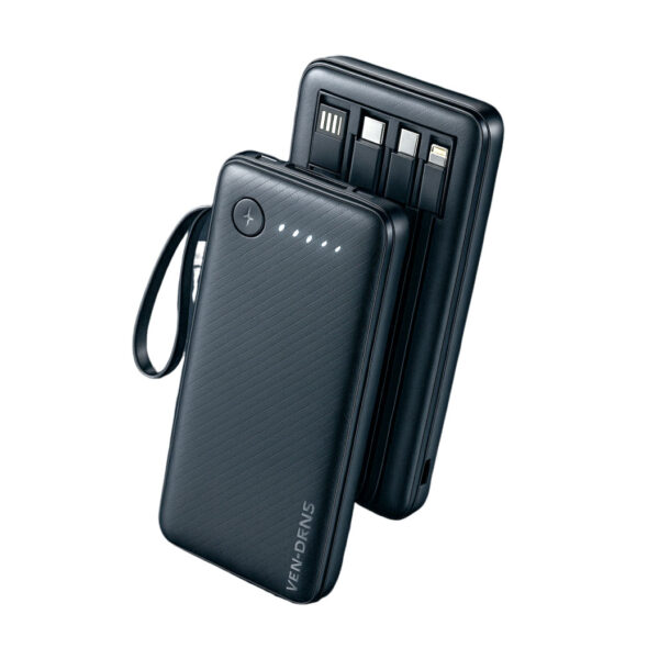 VEN-DENS VD-PB058 10000mAh High-Quality Power Bank with Built-in Charging Cable